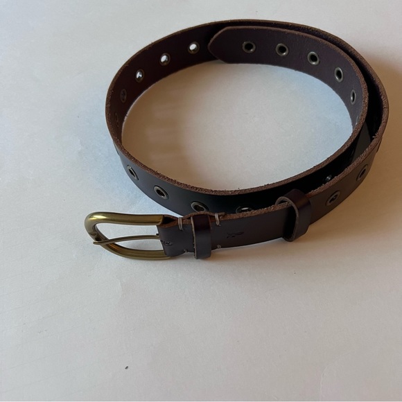 FRYE WOMENS LEATHER BELT WIDE WITH GROMMETS BROWN SIZE MEDIUM LARGE  NWOT main image 4